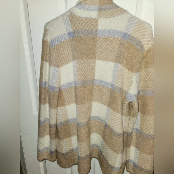 Becool taupe plaid fuzzy cardigan m/l - Picture 3 of 5
